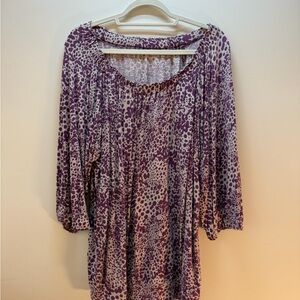LOFT Purple Animal Print Blouse